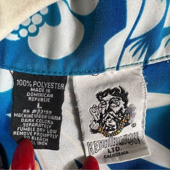 Vintage Kennington Blue Hawaiian Hula Girl’s Men’s Button Down Shirt - Picture 7 of 7